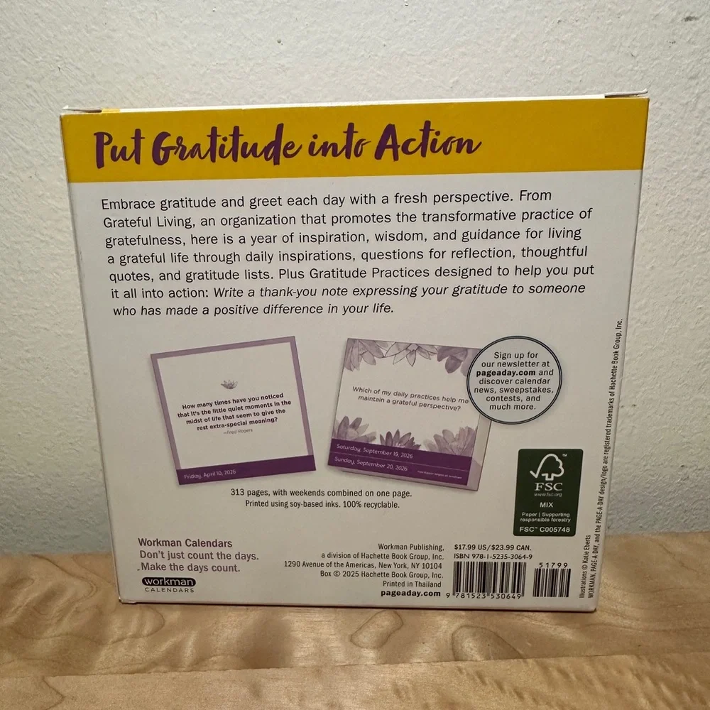 NEW Workman Year of Gratitude 2026 Page-A-Day Calendar Grateful Living